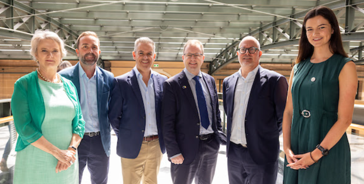 Pictured at the announcement of Spectrum.Life's entry into Australia: Lydia Rogers (director, Enterprise Ireland Australia/New Zealand ), Michael Marthick (Valion Health), Stuart McGoldrick (founder and executive chairman, Spectrum.Life), James Lawless T.D., Minister for Further and Higher Education, Research, Innovation and Science, Scott Carlon-Tozer (MindFit at Work) and Judith Harrington (senior market adviser, Enterprise Ireland Australia/New Zealand)